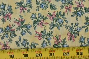By 1/2 Yd, Pink & Blue Floral on Yellow Quilt Cotton, Classics by Moda, P6700 - Picture 1 of 5