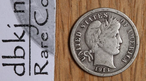 1913 (P) Liberty Head "Barber" Silver Dime 10¢ - F - Fine Cover