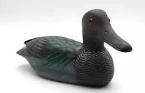 Wooden Duck Decoy Hand Carved Hand Painted Glass Eyes by Crowning Touch - Picture 1 of 5