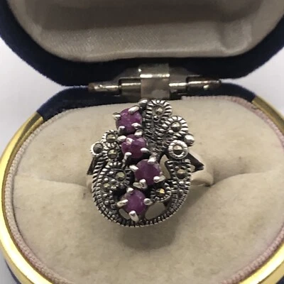 Ruby Sterling Silver Ring 925 Size 6.25 - Image 1 of 4