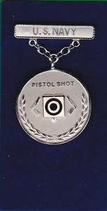 US NAVY TEAM PISTOL SILVER BADGE - Picture 1 of 1
