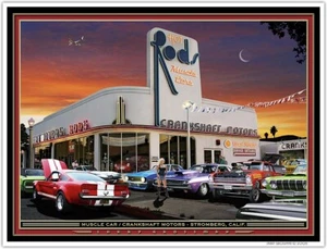 IMPRESIÓN ARTÍSTICA HOT ROD "MUSCLE CAR MOTORS" por Larry Grossman - Imagen 1 de 3