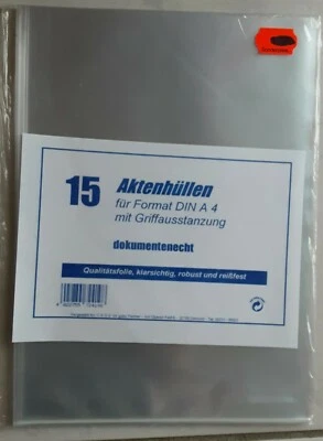 60 Aktenhüllen A 4 Sichthüllen Aktenhüllen klar Sicht Hüllen offen Griffstanzung - Bild 1 von 2