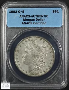 1882 O/S Strong OMM Morgan Silver Dollar $1 ANACS Authentic - Picture 1 of 6