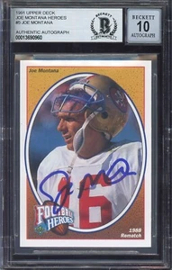 1991 Upper Deck Heroes 1988 Rematch Signed Joe Montana #5 Auto BAS 10 - Picture 1 of 2