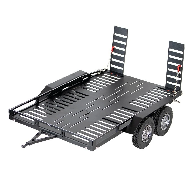 KYX Machined Alloy Flatbed Dual Axle Car Trailer Kit for 1/10 Scale RC 445*270mm - Image 1 of 4