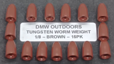 Pesos de gusano marrón tungsteno 1/8 onza (3,5 g) 15 unidades, pesos de bala Foto 1 de 4