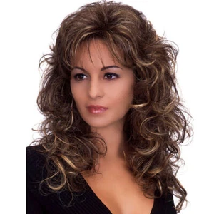 Damen Braun Ombre Lang Gelockt Lockig Kurz Perücke Mode Wie Echthaar Gewellt Wig - Bild 1 von 5