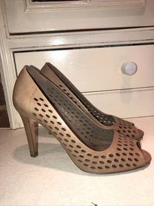 Ash Light Brown Woven Style Peep Toes Heels Sz 39 -6 Hood Condition - Picture 1 of 5