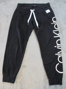 Calvin Klein CK Sweatpants Mens Medium Black Big Logo Jogger Pants Tapered 32x28 - Picture 1 of 14