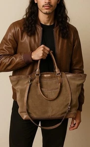 Borsa grande Alexander Wang Emile grigio scamosciato stampa animalier bordo tracolla R. $1250 - Foto 1 di 16