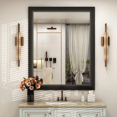 Matte Black Bathroom Mirror for Over Sink 36x 30 inch, Metal Thick Frame Rect... - Image 1 of 4