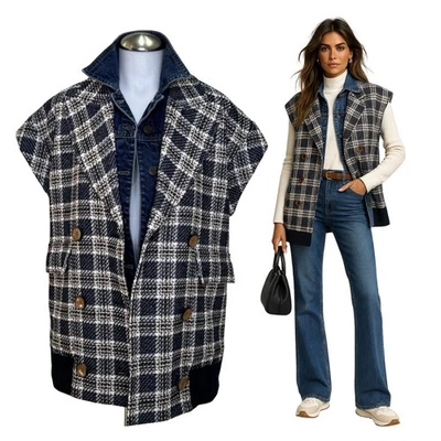 Chaleco a Cuadros VERONICA BEARD Enzo Dickey Gran Tamaño $598 Talla XS Foto 1 de 4