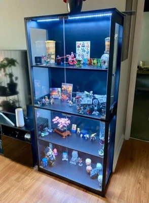 Gabinete de almacenamiento con exhibición de curiosidades LED de 4 niveles de vidrio coleccionable estante de pie Foto 1 de 4