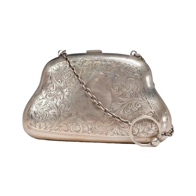 Borsa Art Nouveau in argento sterling repoussé design floreale 68 g - Immagine 1 di 4