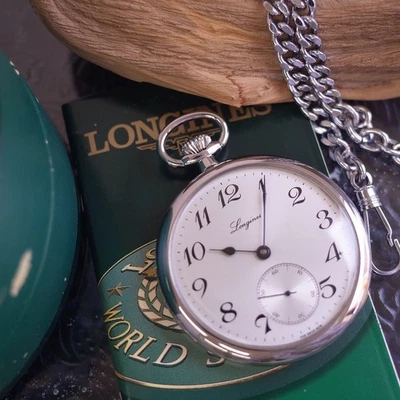 Longines L7.014.4.73 Carica Bianco Argento Tasca Orologio Smoseco Usato Giappone - Immagine 1 di 4