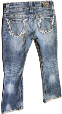 Daytrip Aquarius Flare Stretchy Blue Jeans Women's Size 28 R (28x30) Medium Wash - Image 1 of 4