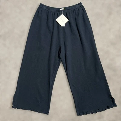 小木屋裤子中号裁剪 100% 棉生菜装饰华夫格针织弹性腰围 — 第 1/4 张图片