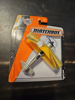 2014 Matchbox Sky Busters BIPLANE Yellow & Silver SLIGHT SHELF WEAR  - Image 1 of 2