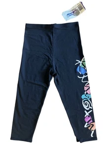 Neu mit Etikett Vintage Jacques Moret schwarze Capri-Leggings mit Graffiti-Druck 80er 90er Y2K hoher Bund - Bild 1 von 8