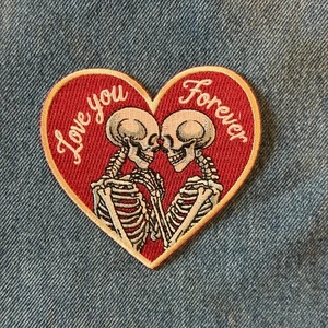 3.5 Inch Patch Iron, Love Skeleton, Embroidery - Picture 1 of 3
