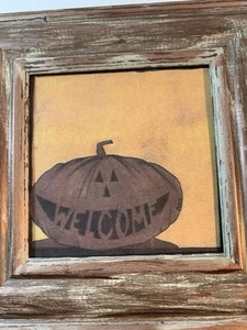 PUMPKIN Picture~Autumn~Halloween~Fall~Country~Farmhouse~Vintage~Prim Decor - Picture 1 of 3