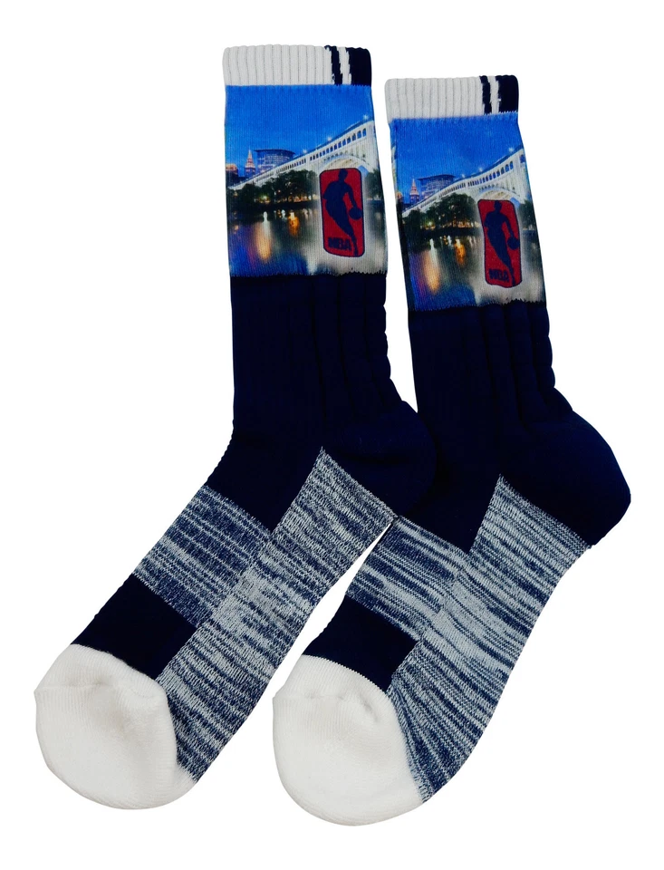 Cleveland Cavaliers Veterans Memorial Bridge NBA Socks Mitchell Allen Retro Blue - Image 1 of 1
