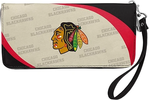 NEW CHICAGO BLACKHAWKS "CURVE" ZIP ORGANIZER WALLET WRISTLET LICENSED Cover