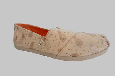 Tom's Alpargata Graphic Slip On Flats peach pink Pineapple canvas shoes-NEW-SZ 8 - Imagem 1 de 4