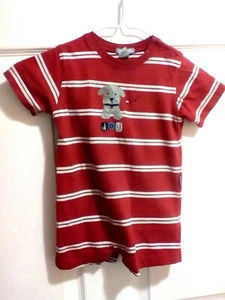 Carter's Baby Red White Stripes Puppy Jumpsuit Romper Size 18 Months - Picture 1 of 4