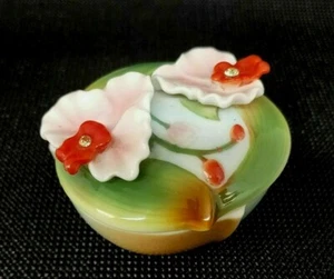 Trinket Dish by Baymark Australia Leaf & Flower Design 2 Gems As New 7cm L - Picture 1 of 8