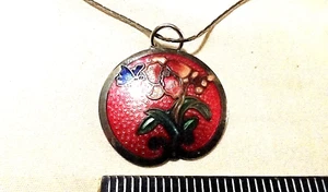 BEAUTIFUL 24 " LONG NICE STERLING SILVER  NECKLACE WITH BEAUTIFUL ROUND PENDANT - Picture 1 of 5