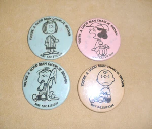 4 You’re A Good Man Charlie Brown Buttons Charlie, Linus, Lucy, Peppermint Patty - Picture 1 of 6