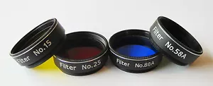 Set of 4 Superior Quality Yellow Red Blue Green 1.25" Filter for Telescope SALE - Picture 1 of 8