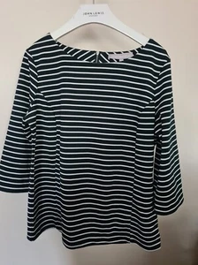 Fenn Wright Manson Navy Stripe Round Neck Tapered Top 3/4 Sleeves Size 16 CA1123 - Picture 1 of 20