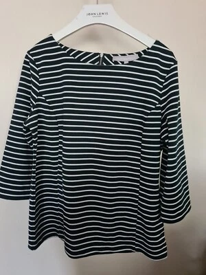 Fenn Wright Manson Navy Stripe Round Neck Tapered Top 3/4 Sleeves Size 16 CA1123 - Image 1 of 4