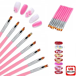 8Pcs Nail Art Brush Gradient Draw Polish Painting UV Gel Liner Pen Manicure Tool - Picture 1 of 9
