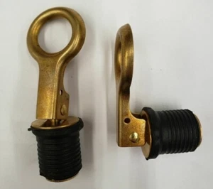 2 x 1" Drain Plug Rubber Brass Snap Flip Boat Hull Livewell Drain Plug - Picture 1 of 1