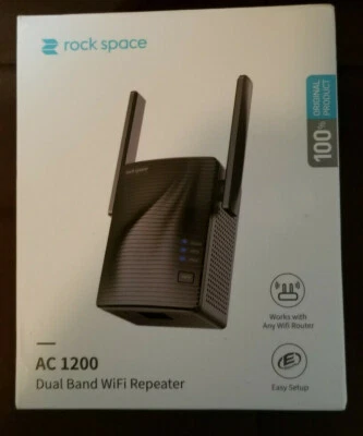 Rock Space AC1200 Dual Band WiFi Repeater with Access Ethernet Port - Black New! - Image 1 of 3