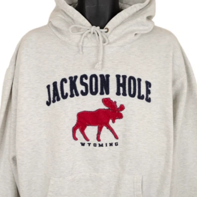 Sudadera con Capucha Jackson Hole Para Hombre Talla Grande Gris Wyoming Moose Destination Foto 1 de 4