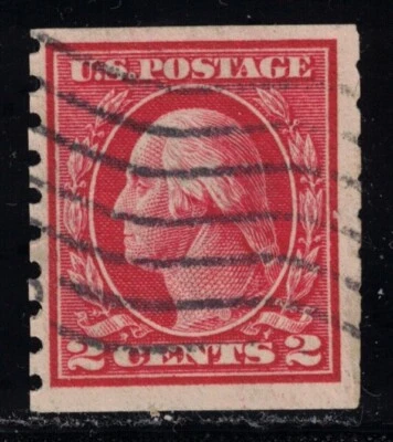 US Stamp Scott # 413 Carmine 2cent Washington Coil - Used - Image 1 of 2