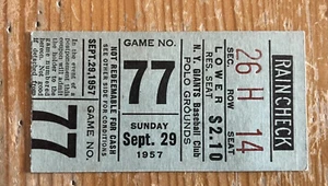 9/29/57 GIANTS LAST GM@POLO GROUNDS TICKET STUB-CLEMENTE 3 HITS-LOWEST $ ON EBAY - Picture 1 of 2