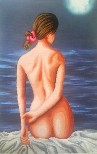 Finished Unframed Cross Stitch 5D Picture Nude Night Romantic Love Gift - Picture 1 of 4