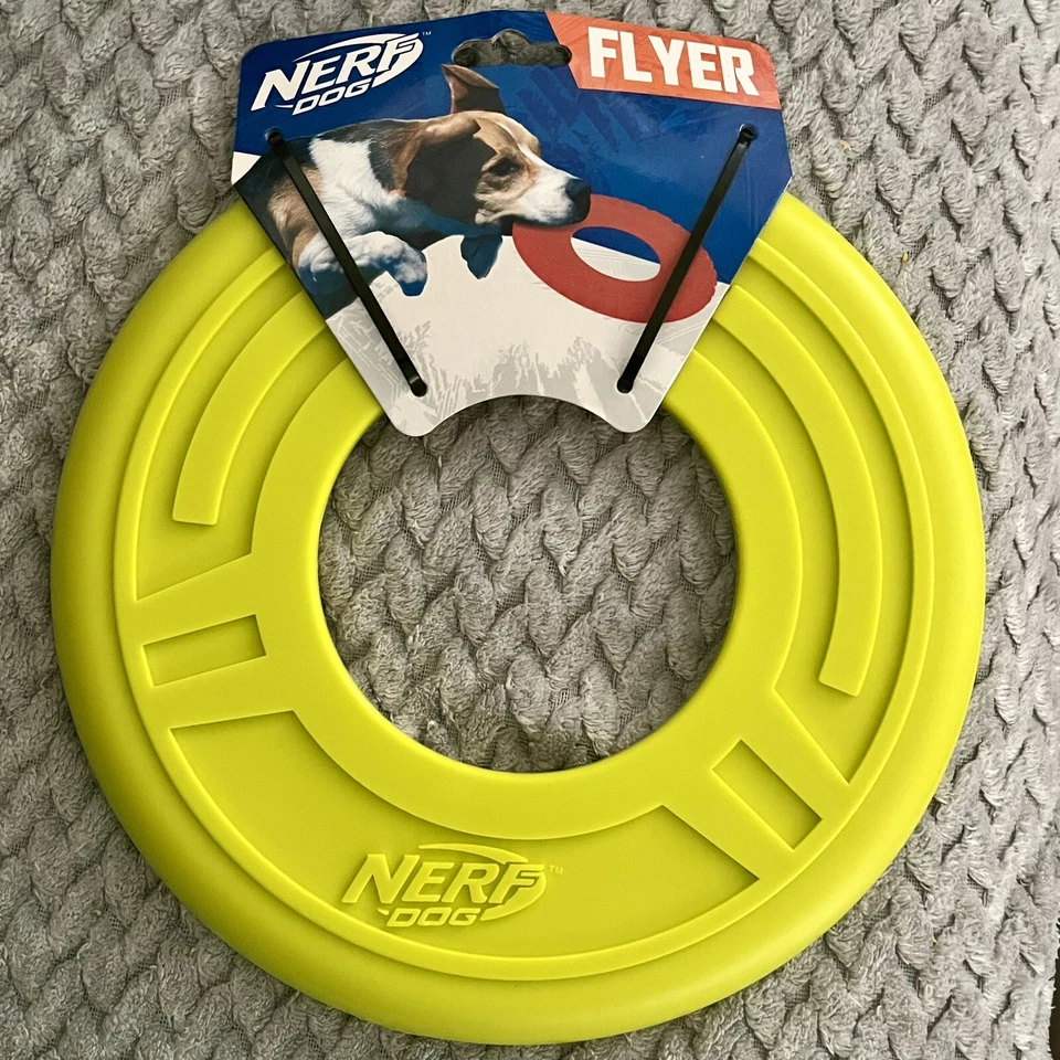 Nerf Dog Flyer Disc Green - Durable Rubber Interactive Toy