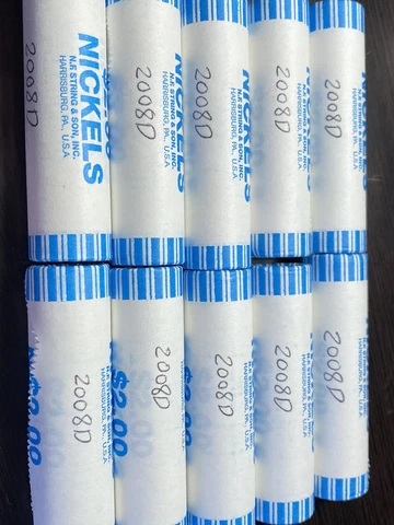 ORIGINAL BANK ROLL OF BU 2008-D JEFFERSON NICKELS!!! Cover