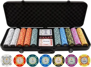 500-Pc 13.5g Clay Poker Chip Set – Crown Casino Chips w/Numbers & Upgraded Case - Picture 1 of 12