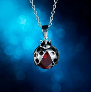Elegant Spotted Ladybug Charm Zirconia Pendant Necklace - 20" - Picture 1 of 3