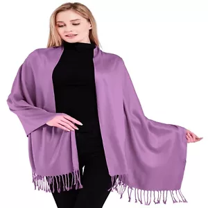 CJ Apparel Mauve Einfarbig Design Schal Sekundenschal Halstuch Stola Pashmina NEU - Bild 1 von 12