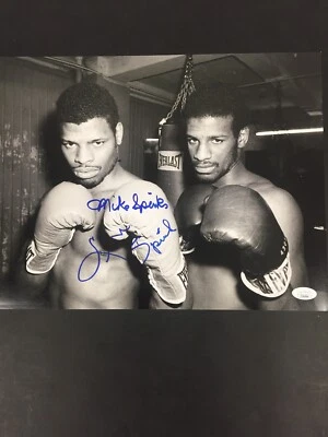 Leon Spinks Michael Spinks Signed Photo 11x14 Autograph JSA Pose B Glove HOF - Image 1 of 3