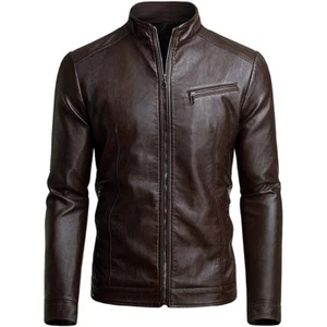 New Men's Brown Jacket Real Sheepskin Soft Leather Plain Coat Jacket Custom Made - Picture 1 of 7